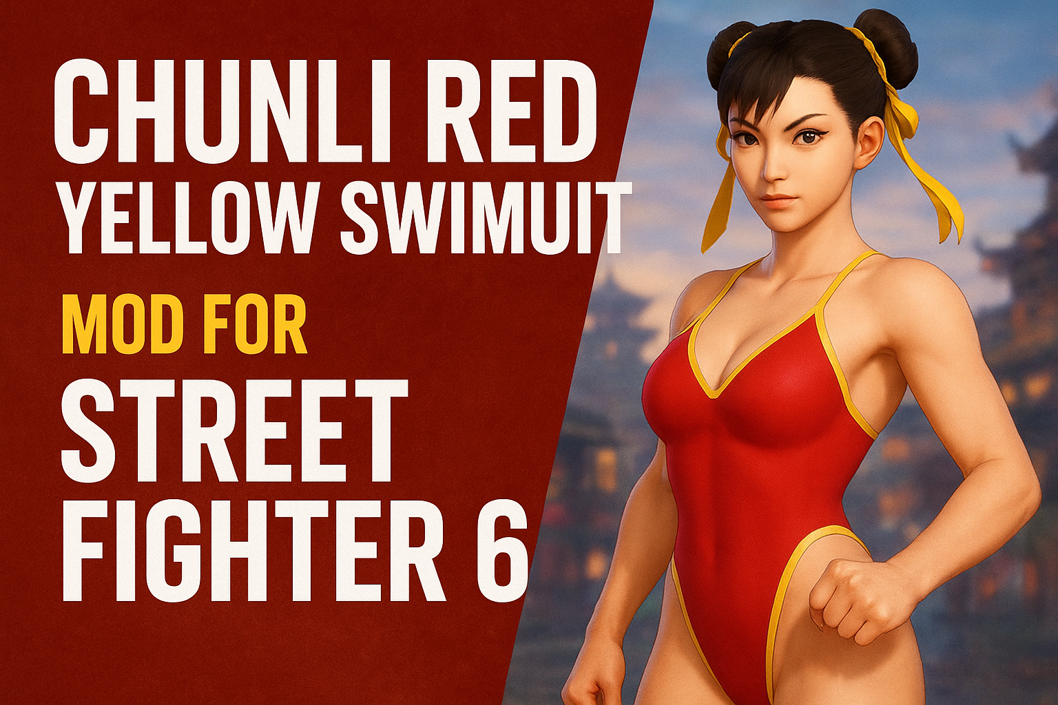 Read more about the article Chunli Red Yellow Swimsuit Mod for Street Fighter 6 (SF6)